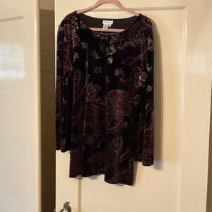 Elegant Purple and Gold Velvet Tunic